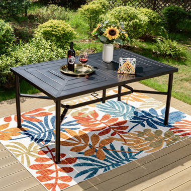 Lark Manor Alyah Metal Outdoor Dining Table Reviews Wayfair